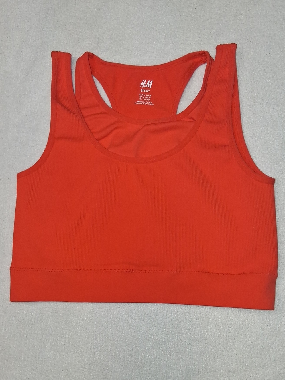 H&M Sport Bright Red/orange Racerback Crop Sports Bra